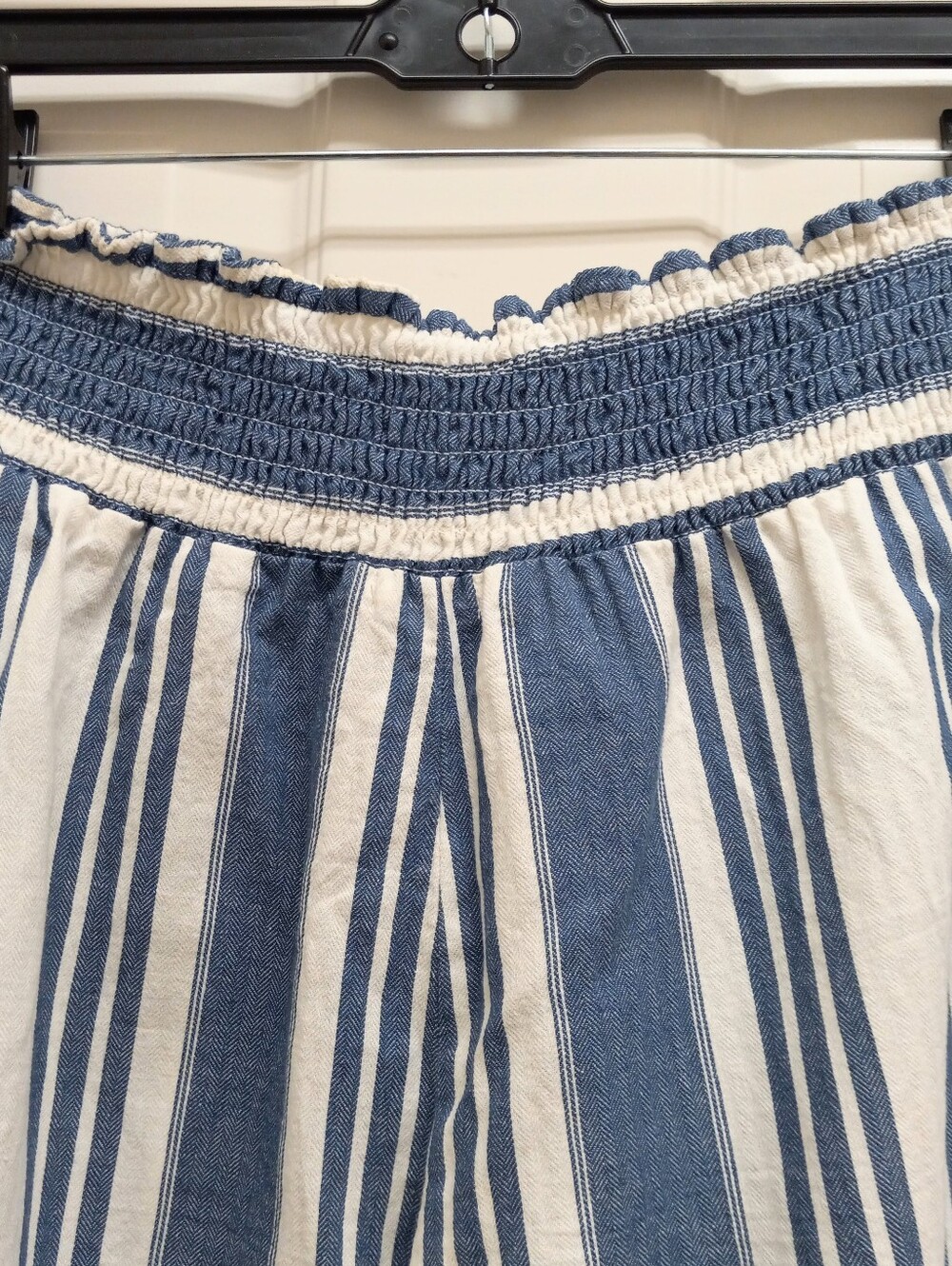 Skylar + Jade Linen Blend Wide Leg Cropped Pants Stripes Large Coastal Beach - Picture 4 of 13